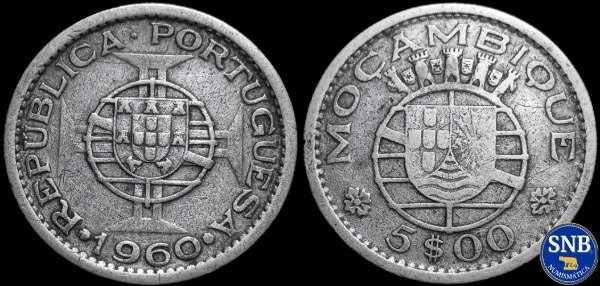 Producto - Mozambique - 5 Escudos (1960) KM #84 Plata - Provinciade Ultramar