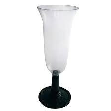 Producto - Copa champagne cristal plastico pie negro x100u.