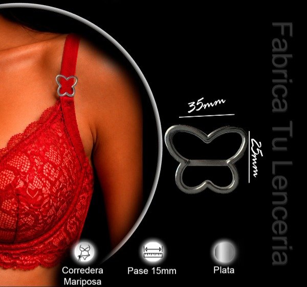 Producto - Herraje Mariposa. Pase: 15mm (1 unidad). Niquel/ plateado