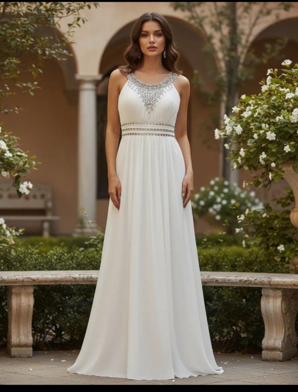 Vestido largo blanco novia estilo griego