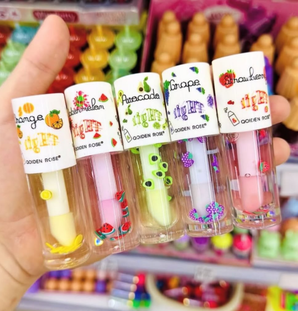 Producto - Lip Gloss Light Qoiden Rose - Brillo Frutal con Figuritas 3D