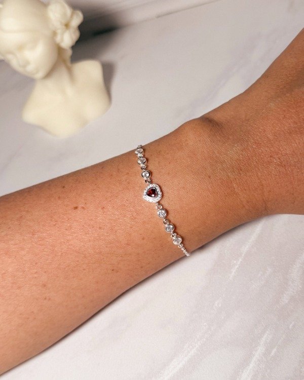 Producto - Pulsera corazón piedra roja