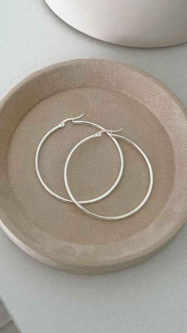 Producto - Argollas finas 5cm cierre it ACERO BLANCO