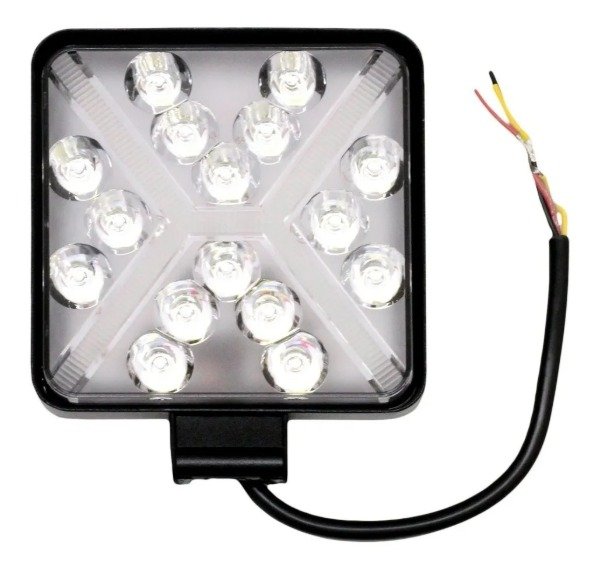 Producto - FARO LED CUADRADO 16 LEDS 48W 3 FUNCIONES SPOT BLANCO ESTROBO DRL AMBAR 12/24V