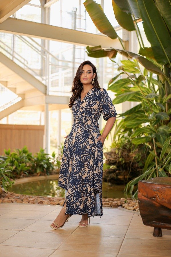 Producto - Vestido importado manga 3/4 ESTAMPADO (Art. 315)Talle UNICO (aprox L/XL)