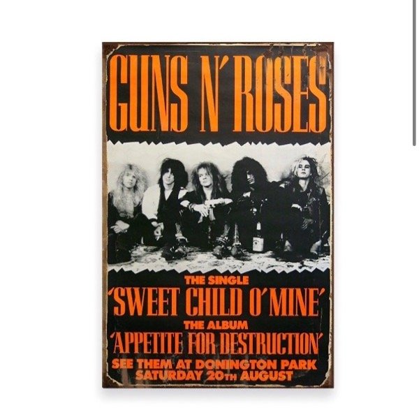Producto - Chapa retro Guns and Roses 20 x 30 cm