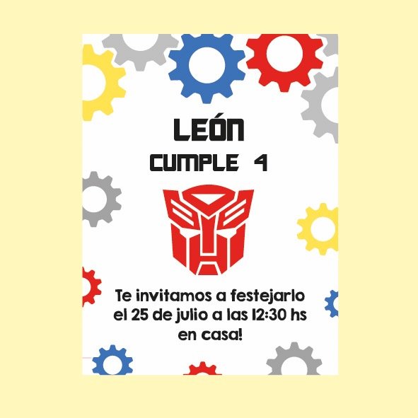 Producto - Invitación digital Transformers