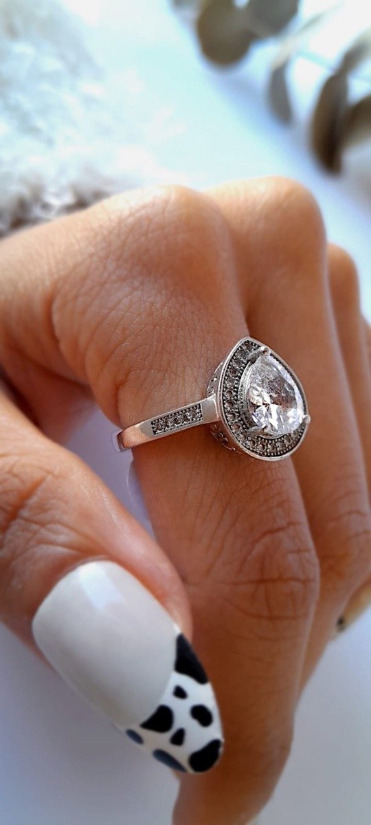 Producto - Anillo plata cubic gota cintillo