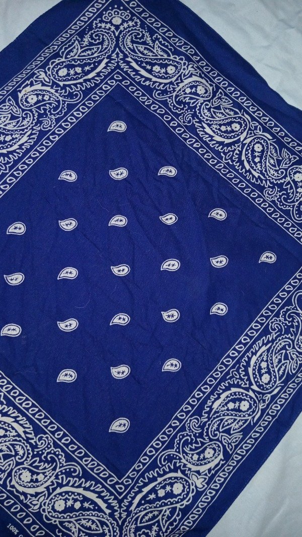 Producto - 70s Cotton Fast color RN60108 blue Paisley Rockabilly Bandana Handkerchief. - 2