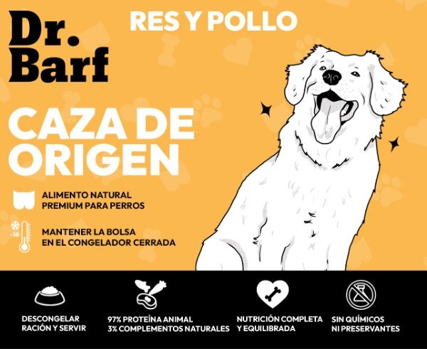 Producto - DR.BARF Caza de Origen, Pollo - Res (Para Perros) 2Kg
