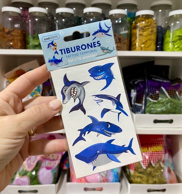 Producto - TATTO TEMPORAL - TIBURONES x 10 planchas