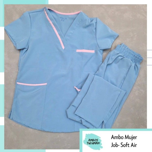 Producto - Ambo Eco 2 Soft Air Celeste detalle Rosa