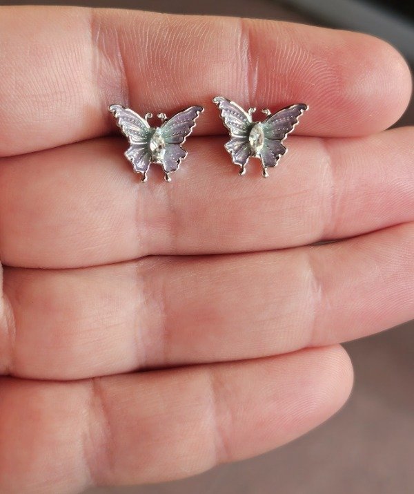 Producto - Aros pasante mariposa lila