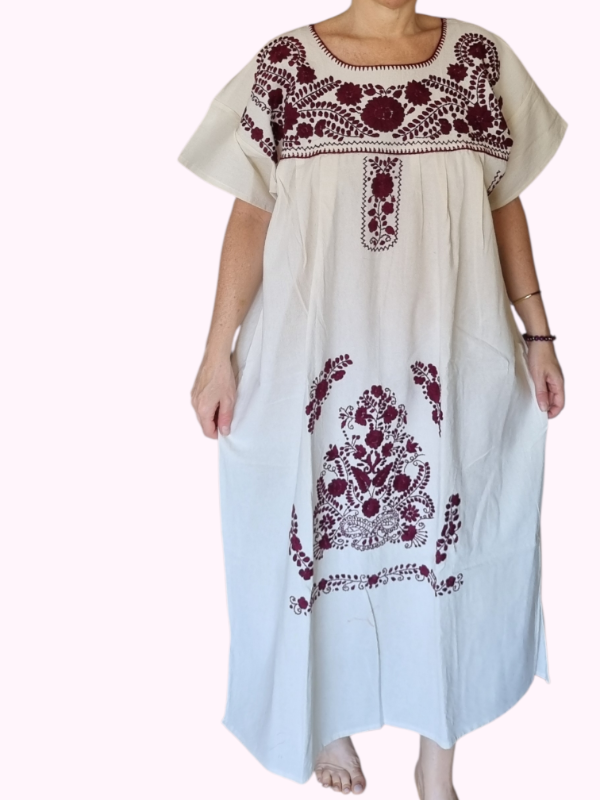 Producto - Vestido Puebla Natural bordo XL