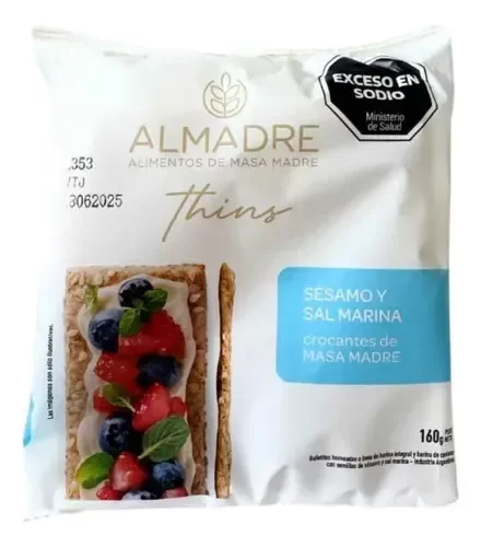 Producto - Thins sesamo y sal marina 160gr ALMADRE