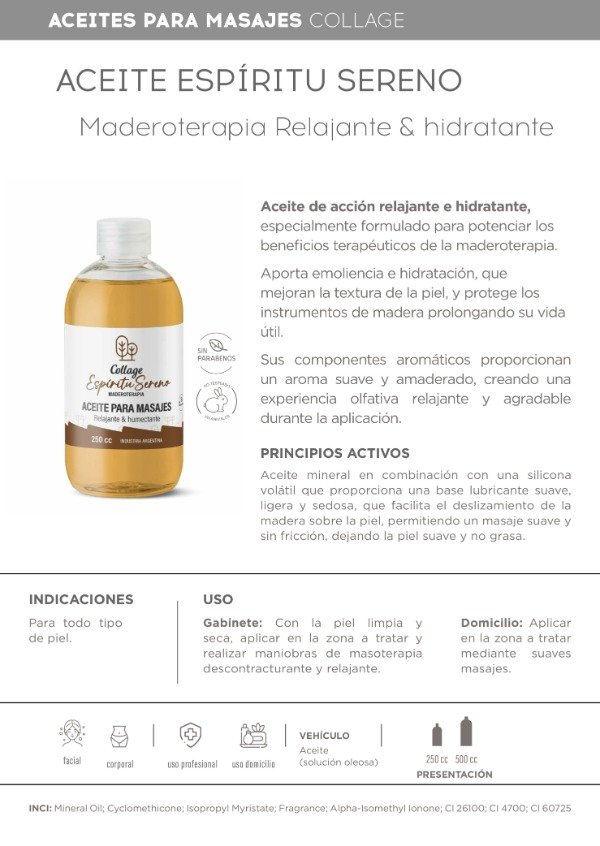 Producto - Collage Aceite de Masajes Espiritu Sereno 500ml