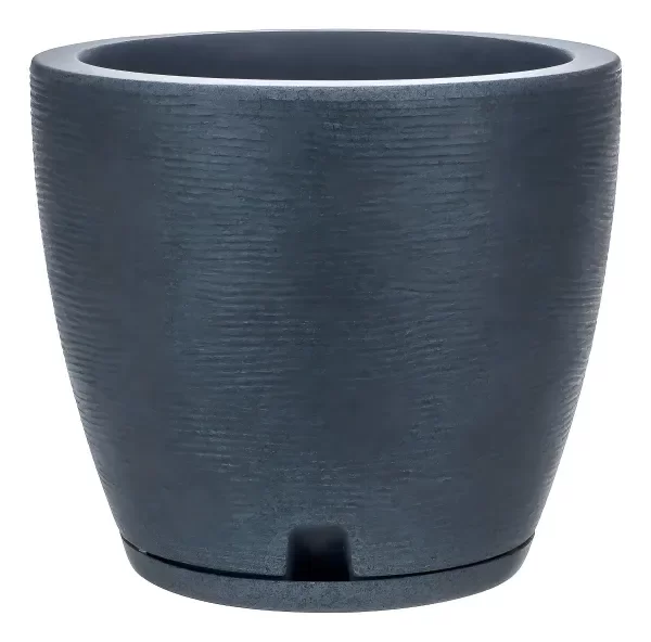 Producto - Maceta Floridis Plástico Chica Rotomoldeada 27 X 28 Cm Con Plato 17l  Gris Claro