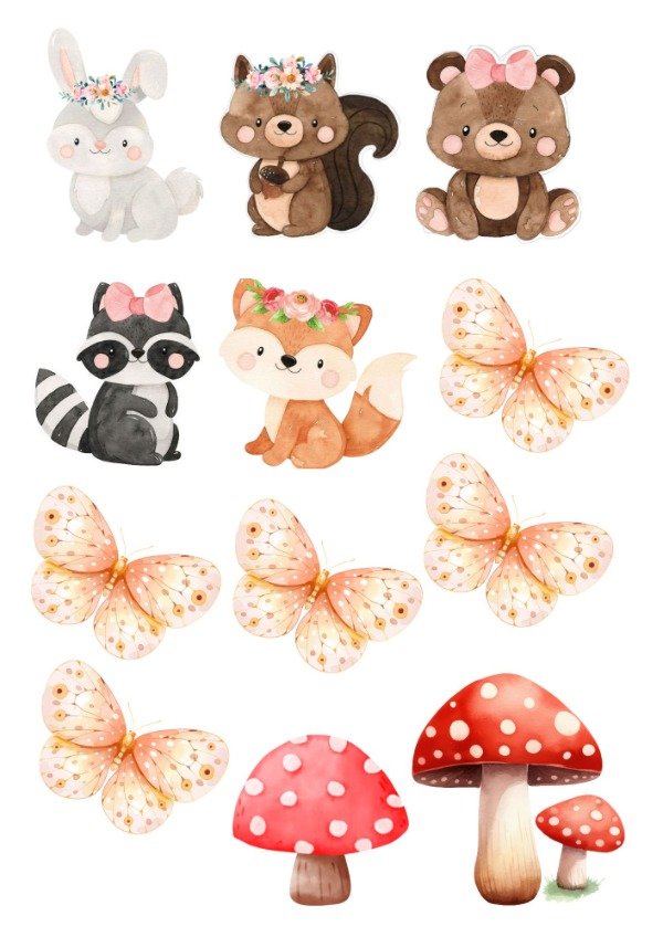 Producto - Animalitos del bosque rosa - Mini topper