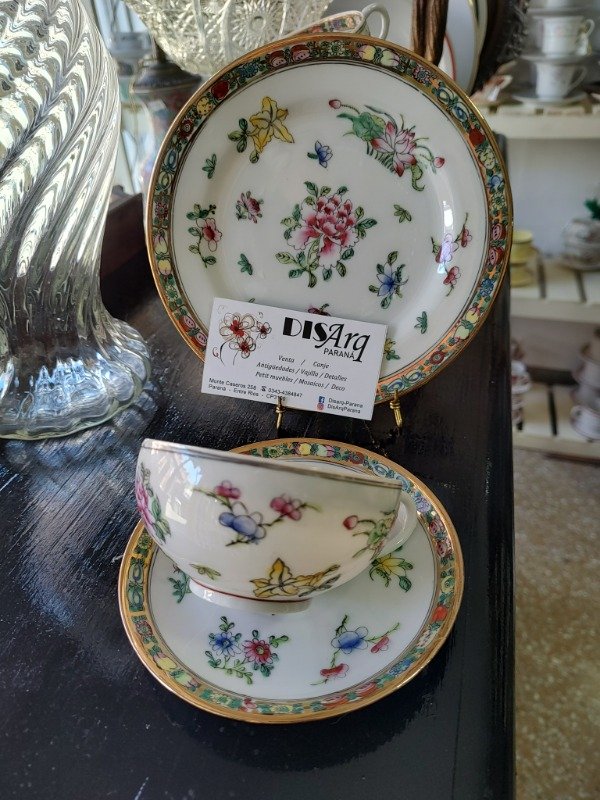 Producto - Trio porcelana japonesa flores