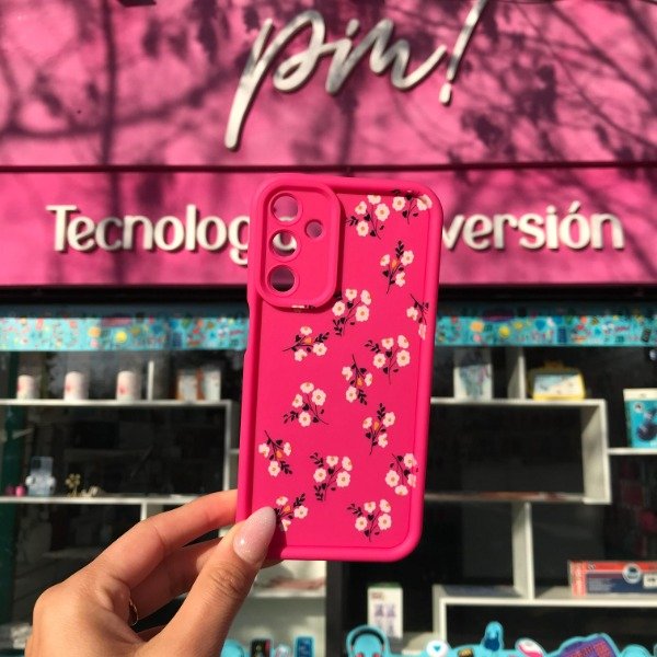 Producto - Samsung A15 Funda Silicona Color  Fucsia Flores