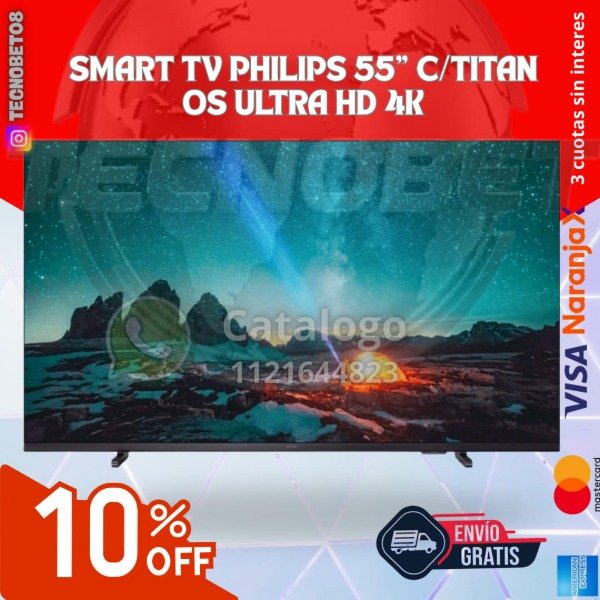 Producto - SMART TV PHILIPS 55" C/TITAN OS ULTRA HD 4K