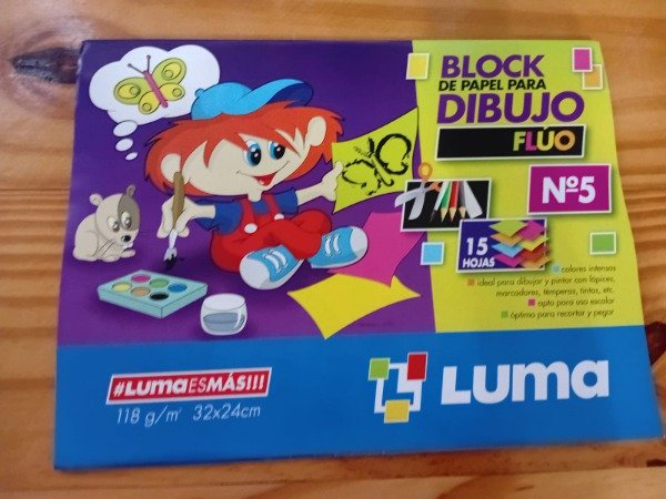 Producto - Blocks de dibujo colores Fluo numero 5 Luma x 15 hojas de 118grs 32cmx24cm