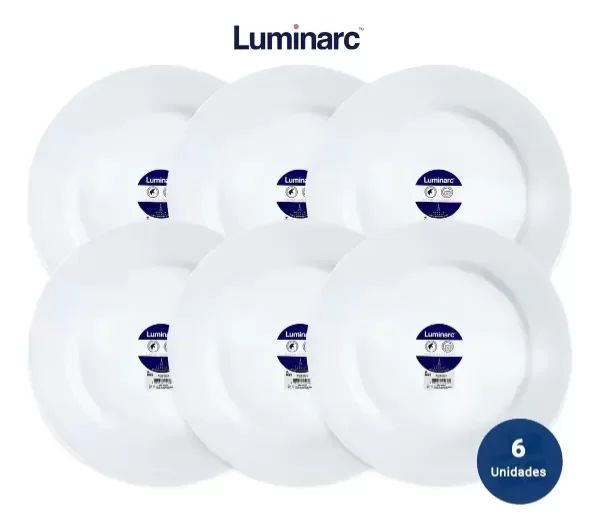 Producto - SET X 6 PLATOS PLAYOS VIDRIO TEMPLADO EVERYDAY LUMINARC 24CM - 0