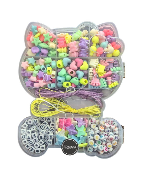 Producto - Kit Bijou Cajita Infantil Armar Pulsera Y Collares - Hello Kitty c/ Osito