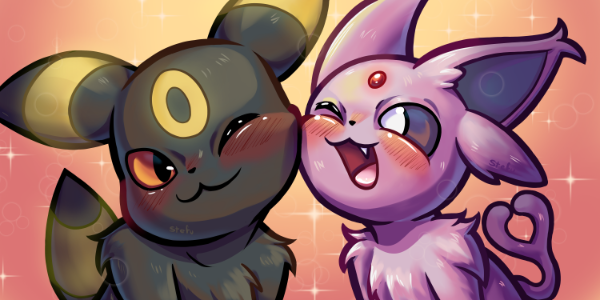 Producto - Postales Umbreon y Espeon chibi