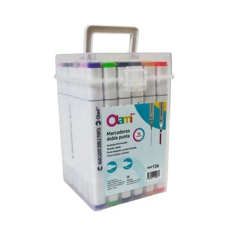Producto - MARCADOR DOBLE PUNTA 2.5MM CAJA X36 UNIDADES OLAMI