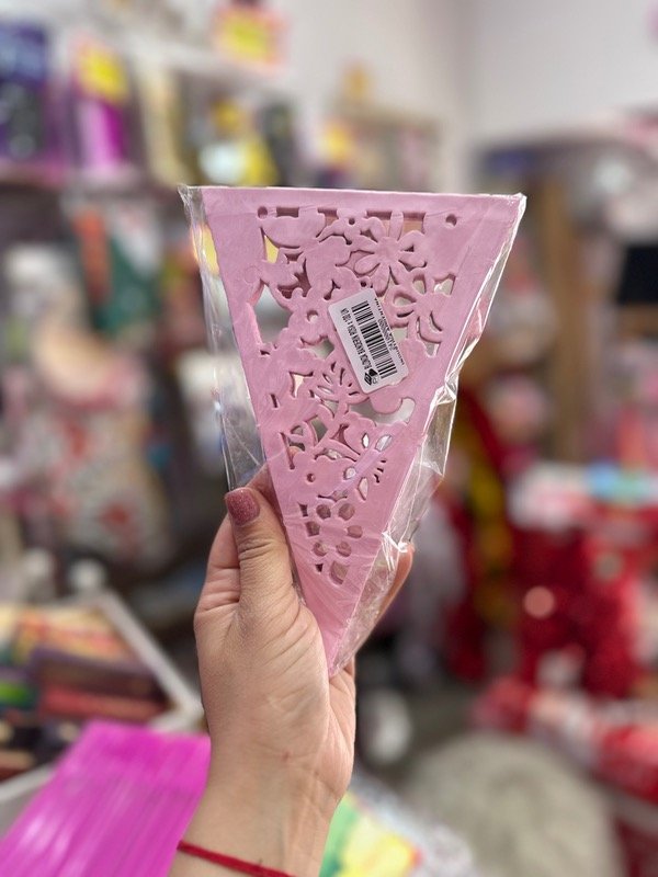 Producto - Blonda banderín color rosa triángulos