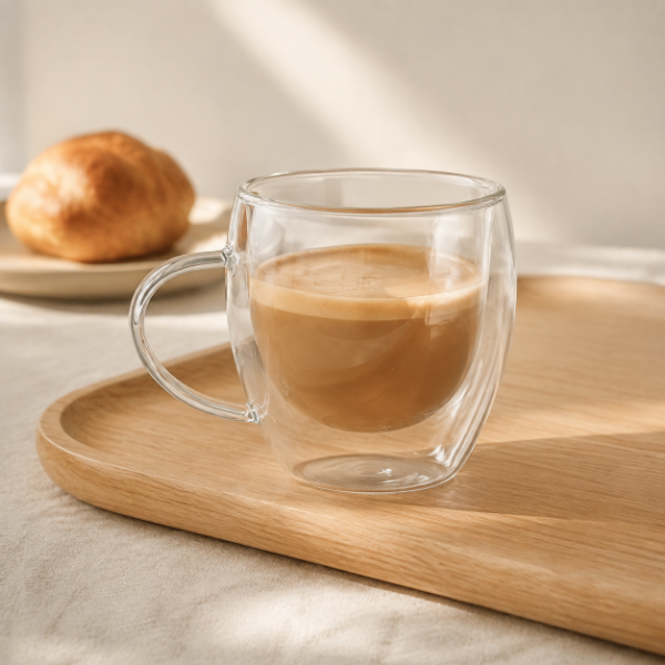Producto - Taza pocillo doble vidrio con asa 150ml - 0