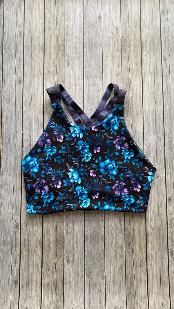 Top Casiopea reversible colección flor azul