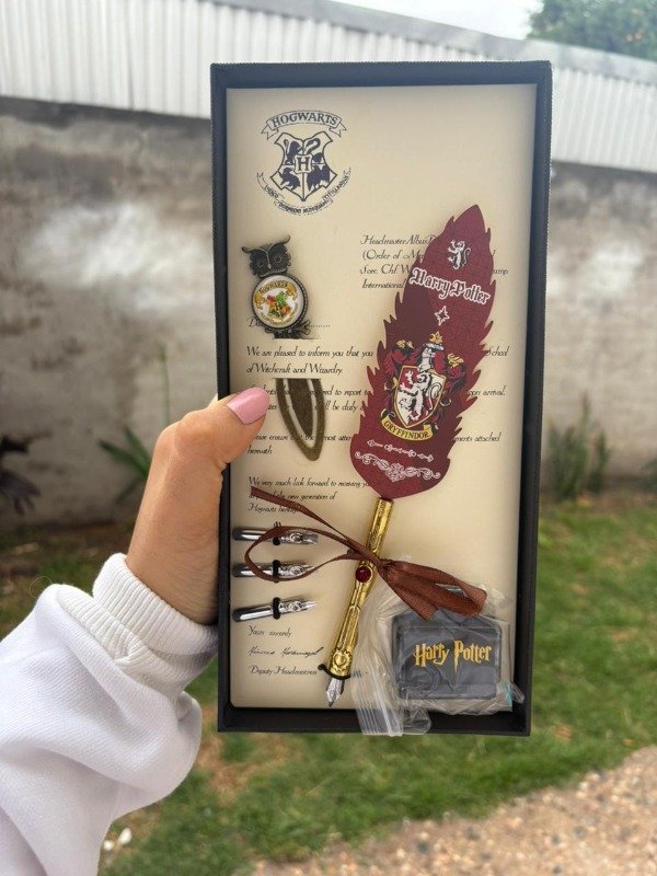 Producto - Set pluma con tinta, 3 puntas y marca libros Gryffindor