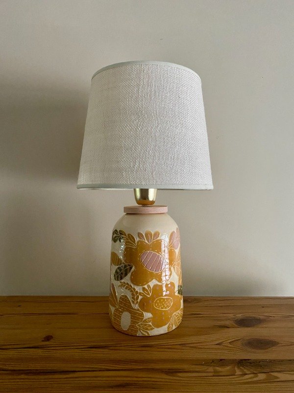 Producto - Lampara Tambor Flor Ocre - A PEDIDO