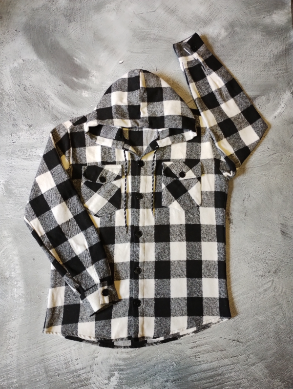 Producto - Campera Camisaco Leñadora - Blanca y Negra