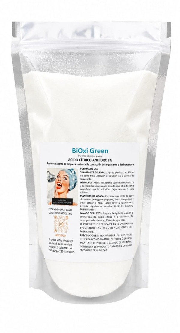 Producto - Ácido Cítrico. Presentación en formato individual x 1Kg