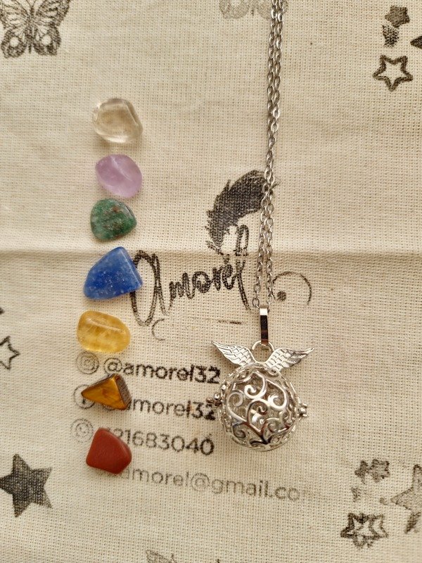 Producto - Collar Mini Relicario Angelito 7 Chakras
