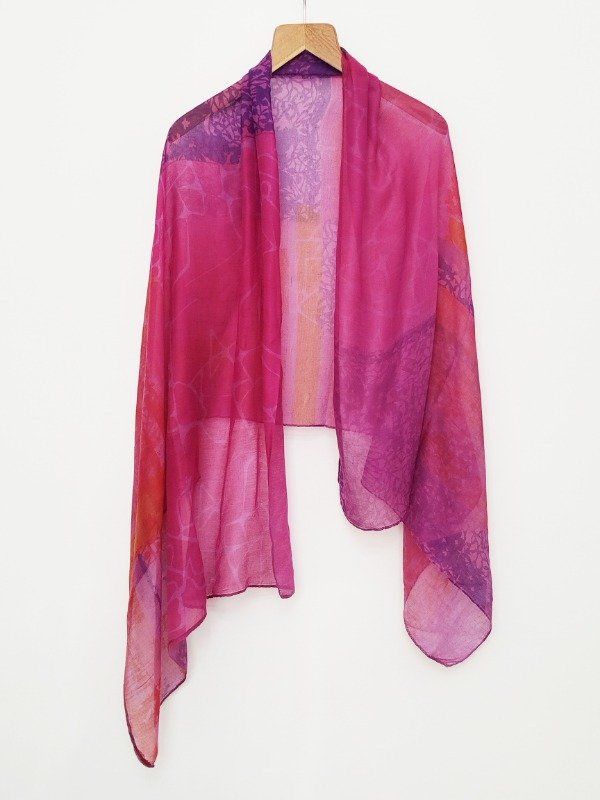 Producto - Pañuelo Mega -rosa fuerte estampa collage-