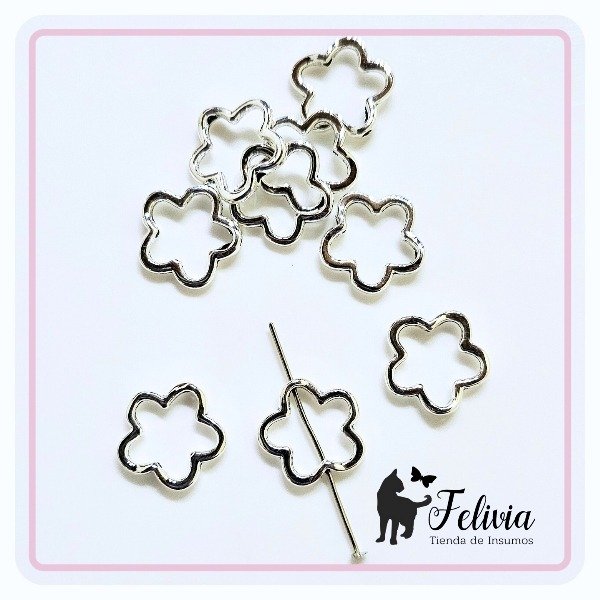 Producto - Dije Flor hueco metal pasante x 10u.