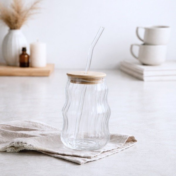 Producto - VASO DE VIDRIO ONDAS CON SORBETE