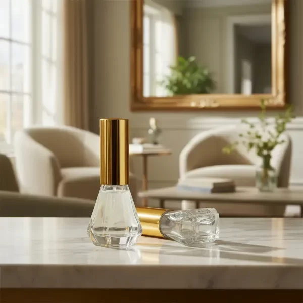 Producto - Vaporizador Perfumero Vidrio 7ml Capuchón y Spray oro brillo (Perfume Souvenirs)