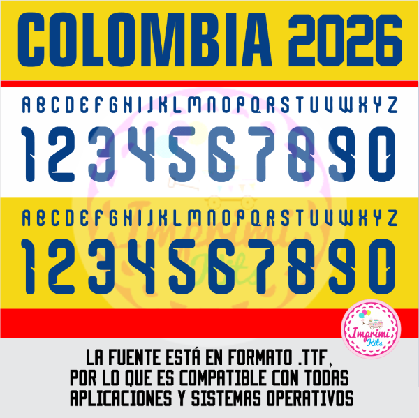 Producto - Tipografia Colombia 2026 Mundial Camisetas Ttf Dorsal Números