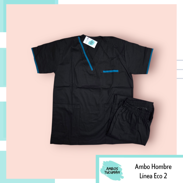 Producto - Ambo Eco Negro detalle Azul