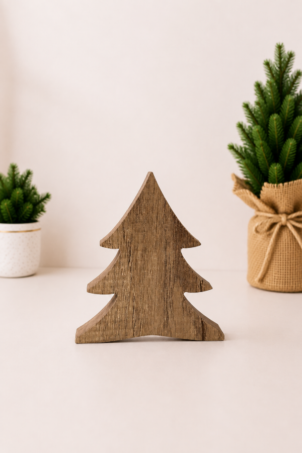 Producto - Set x3 pinos "abetos" decorativos color madera - 1