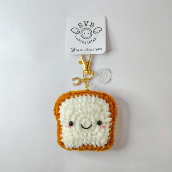 Producto - Llavero tostada tejido chenille amigurumi