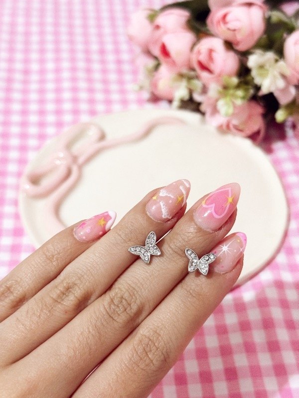 Producto - Aros pasantes Mariposa Pequeña Strass AQ