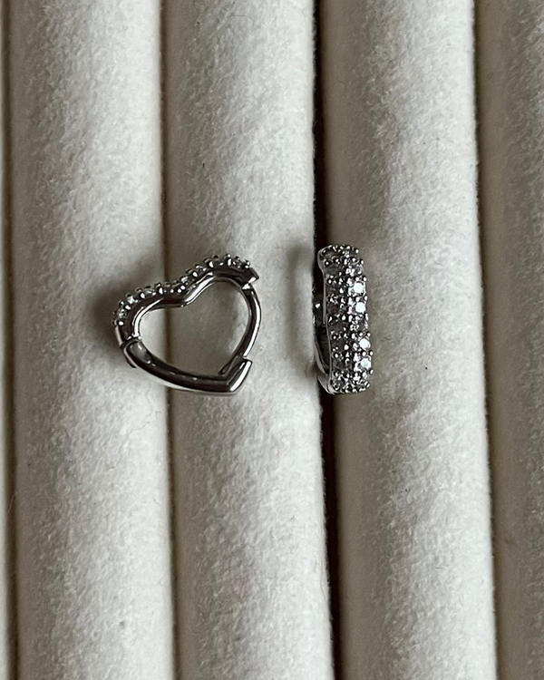 Producto - Aros corazón strass doble rodinados 12mm