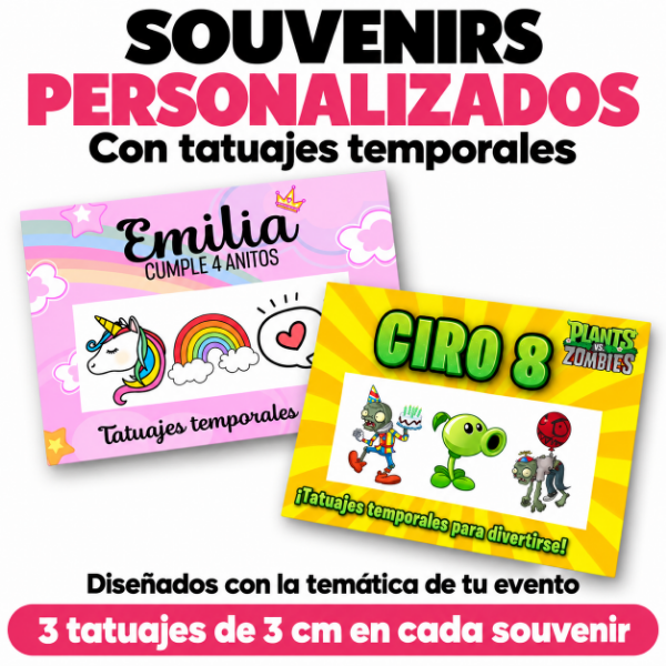 Producto - Souvenirs Personalizados con 3 Tatuajes Temporales - 0