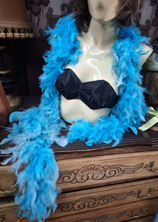 Producto - Boa de plumas natural Largo Turquesa sin brillos